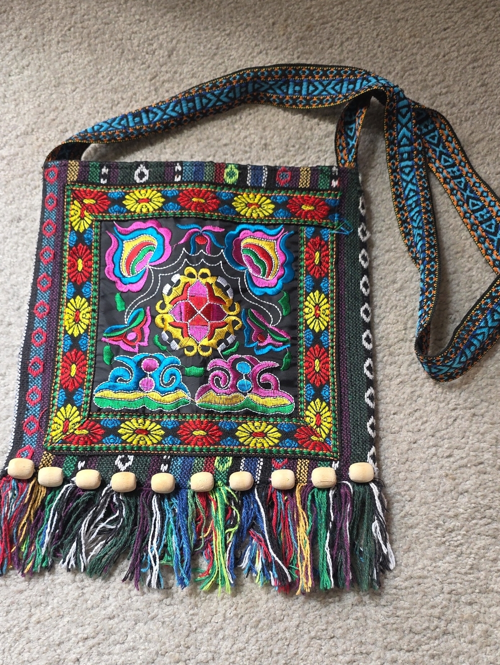 Embroidered Multicolor Boho Crossbody Bag